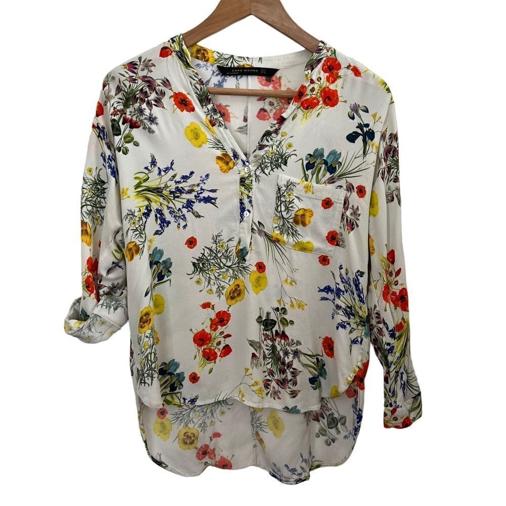 Zara Woman Floral Hi Lo Blouse size S